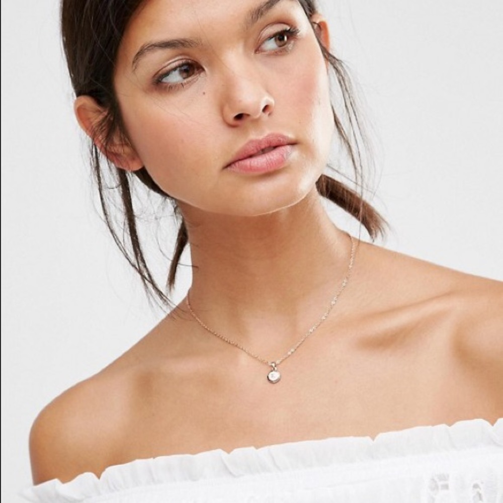 New Ted Baker Elvina enamel button necklace white rose gold